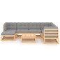 8 pcs conjunto lounge de jardim c/ almofadões pinho maciço