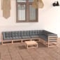 8 pcs conjunto lounge de jardim c/ almofadões pinho maciço