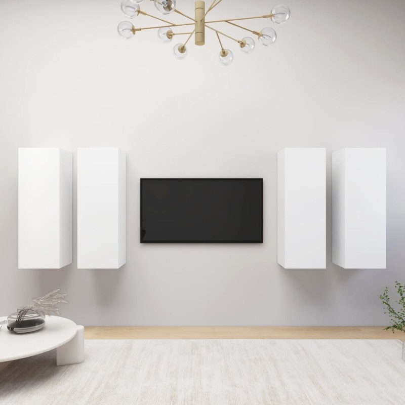 Móveis de TV 4 pcs 30,5x30x90 cm derivados de madeira branco-Móveis de TV-Home Retail