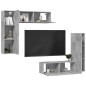 4 pcs conjunto de móveis de TV derivados madeira cinza cimento