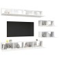 6 pcs conjunto móveis de TV derivados madeira branco brilhante