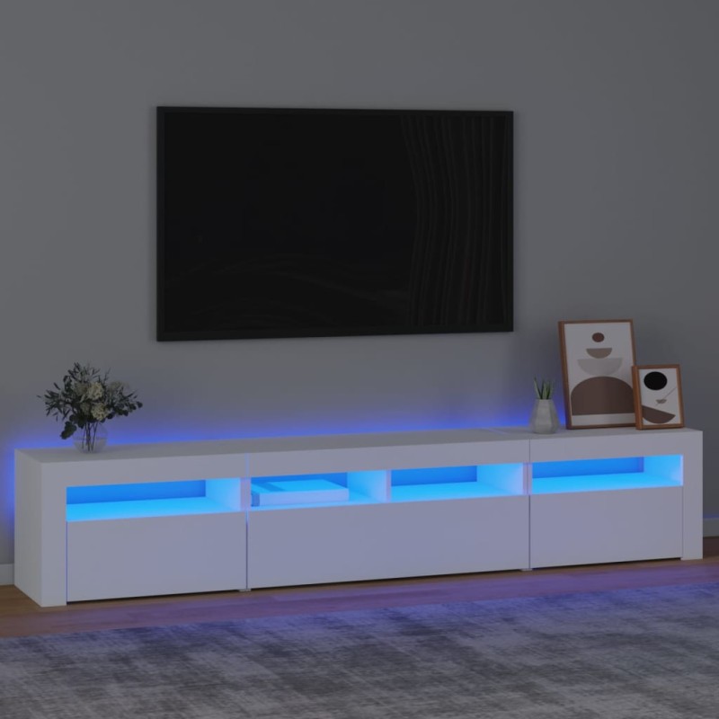 Móvel de TV com luzes LED 240x35x40 cm branco-Móveis de TV-Home Retail