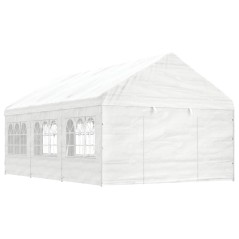 Gazebo com telhado 6,69x4,08x3,22 m polietileno branco