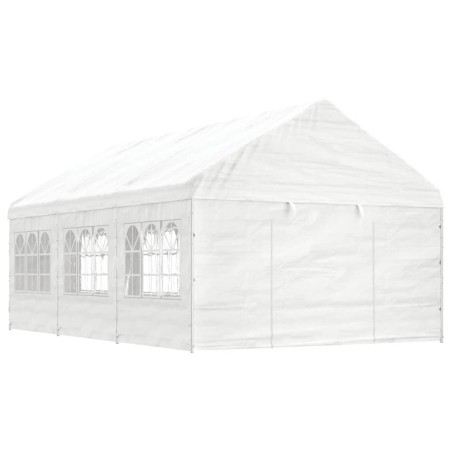 Gazebo com telhado 6,69x4,08x3,22 m polietileno branco