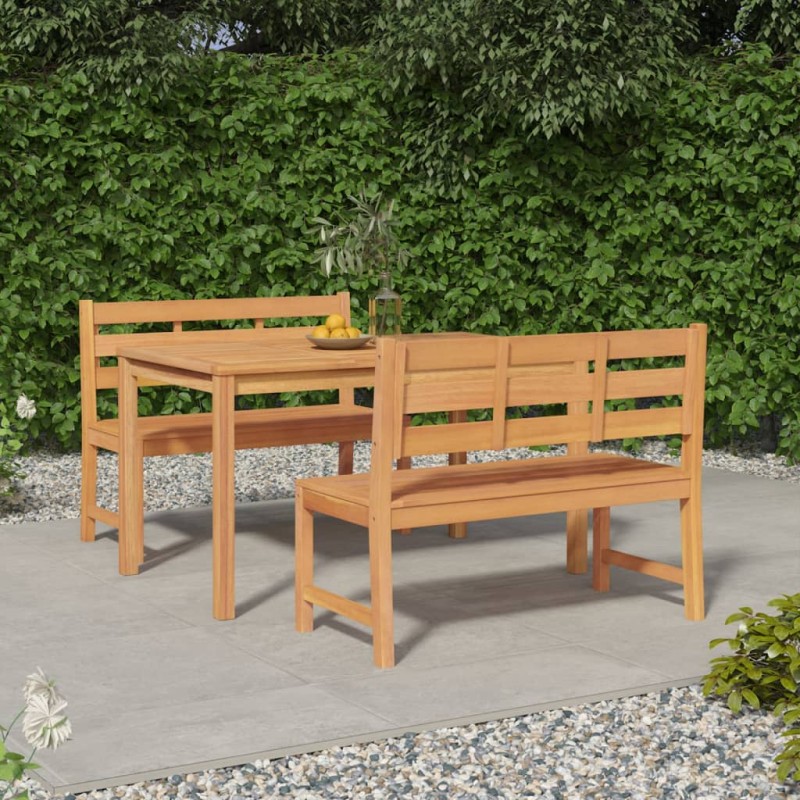 3 pcs conjunto de jantar para jardim madeira de teca maciça-Conjuntos de jardim-Home Retail