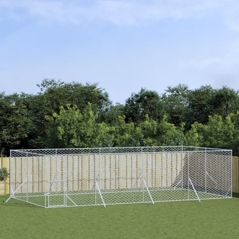 Canil de exterior 8x4x2 m aço galvanizado prateado-Canis-Home Retail