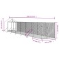 Canil de exterior com teto 2x14x2,5 m aço galvanizado prateado