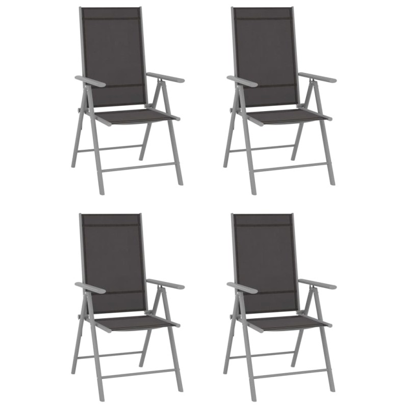 Cadeiras de jardim dobráveis 4 pcs textilene preto-Cadeiras de jardim-Home Retail