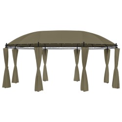 Gazebo c/ cortinas 520x349x255 cm 180 g/m² cinzento-acastanhado