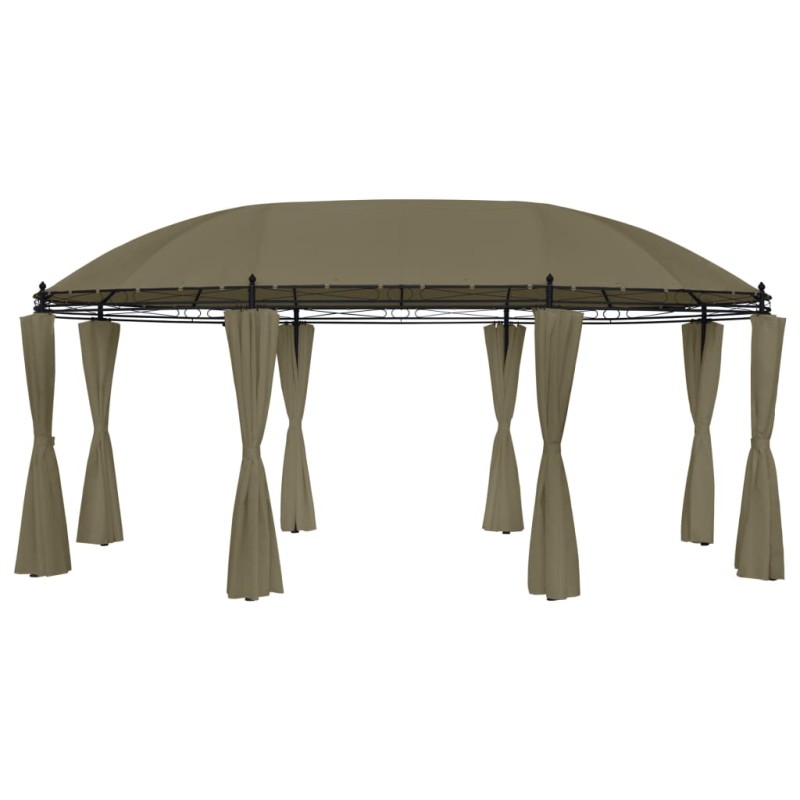 Gazebo c/ cortinas 520x349x255 cm 180 g/m² cinzento-acastanhado-Toldos e gazebos-Home Retail