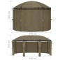 Gazebo c/ cortinas 520x349x255 cm 180 g/m² cinzento-acastanhado