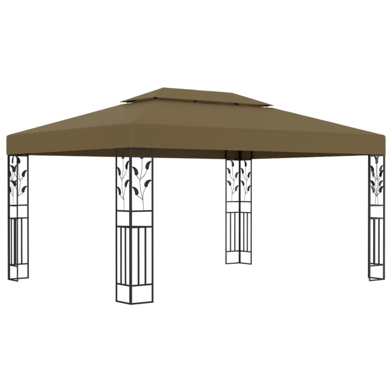 Gazebo com telhado duplo 3x4 m 180 g/m² cinza-acastanhado-Toldos e gazebos-Home Retail