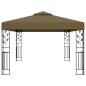 Gazebo com telhado duplo 3x4 m 180 g/m² cinza-acastanhado