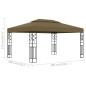 Gazebo com telhado duplo 3x4 m 180 g/m² cinza-acastanhado