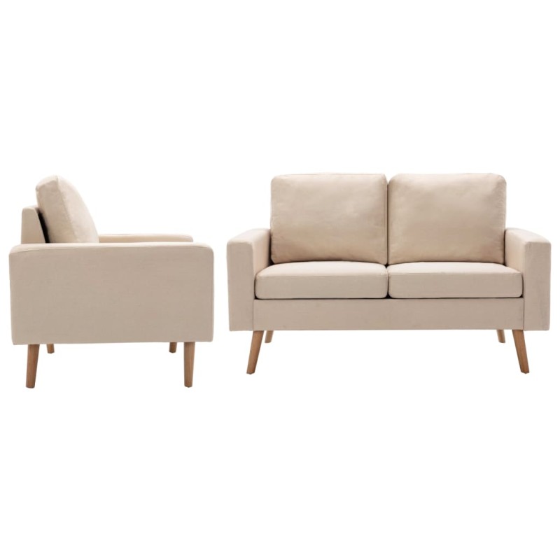 2 pcs conjunto de sofás tecido cor creme-Sofás-Home Retail