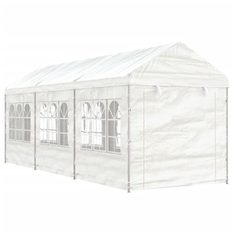 Gazebo com telhado 6,69x2,28x2,69 m polietileno branco-Toldos e gazebos-Home Retail