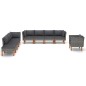 9 pcs conj. lounge jardim vime PE e madeira eucalipto cinzento