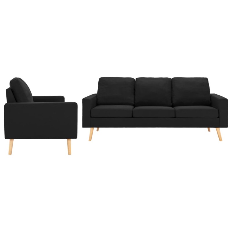 2 pcs conjunto de sofás tecido preto-Sofás-Home Retail