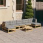 8 pcs conjunto lounge de jardim c/ almofadões pinho maciço