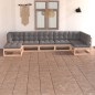 7 pcs conjunto lounge de jardim c/ almofadões pinho maciço