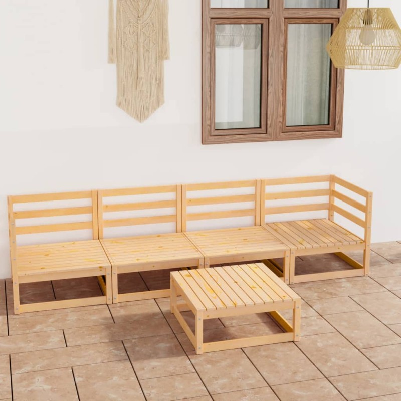 5 pcs conjunto lounge de jardim pinho maciço-Conjuntos de jardim-Home Retail