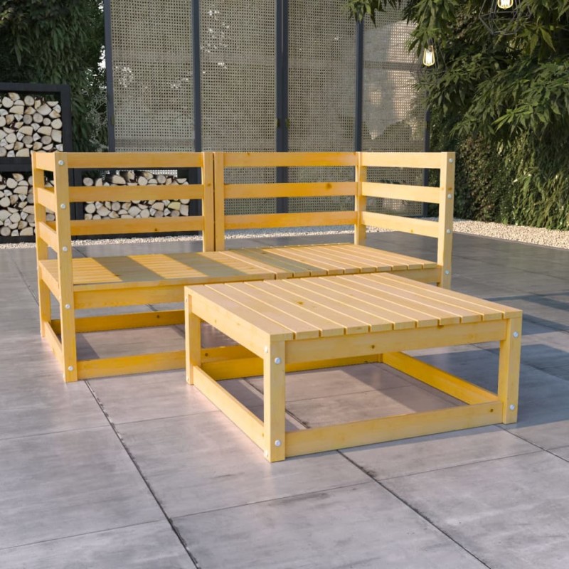 3 pcs conjunto lounge de jardim pinho maciço-Conjuntos de jardim-Home Retail