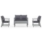 4 pcs conj. lounge jardim c/ almofadões madeira acácia maciça