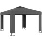 Gazebo com toldo duplo e cordões de luzes LED 3x3 m antracite