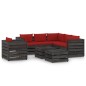 8 pcs conj. lounge jardim + almofadões madeira impreg. cinzento