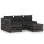 5 pcs conj. lounge jardim + almofadões madeira impreg. cinzento