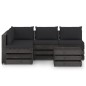 5 pcs conj. lounge jardim + almofadões madeira impreg. cinzento