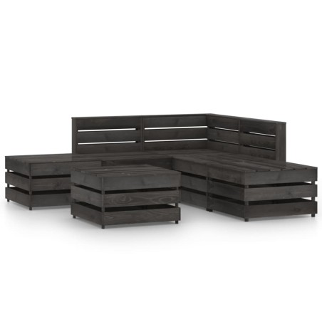 6 pcs conjunto lounge de jardim pinho impregnado cinzento