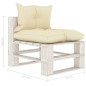 6 pcs conjunto lounge de jardim em paletes c/ almofadões creme