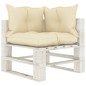 5 pcs conjunto lounge paletes de madeira c/ almofadões creme