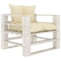 5 pcs conjunto lounge paletes de madeira c/ almofadões creme