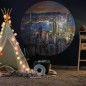 WallArt Papel de parede circular "Skyline by Night" 142,5 cm