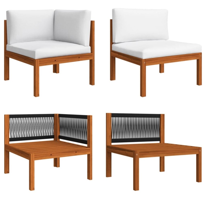 2 pcs conjunto lounge de jardim c/ almofadões acácia maciça-Unidades de sofá com módulos externos-Home Retail