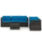 6 pcs conj. lounge jardim + almofadões madeira impreg. cinzento