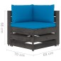 6 pcs conj. lounge jardim + almofadões madeira impreg. cinzento