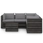 6 pcs conj. lounge jardim + almofadões madeira impreg. cinzento