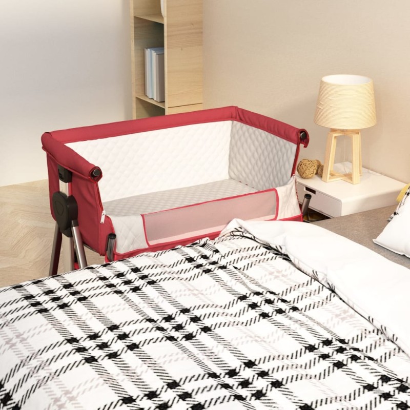 Cama de bebé com colchão tecido de linho vermelho-Berços e camas infantis-Home Retail