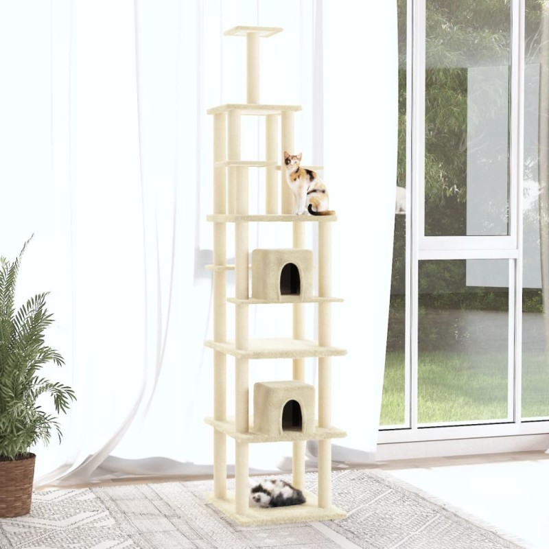 Árvore para gatos c/ postes arranhadores sisal 216 cm cor creme-Móveis para gatos-Home Retail