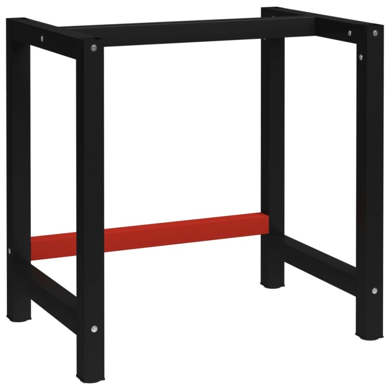 Estrutura banco de trabalho 80x57x79 cm metal preto e vermelho-Pernas de mesa-Home Retail