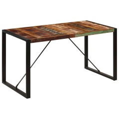 Mesa de jantar 140x70x75 cm madeira recuperada maciça