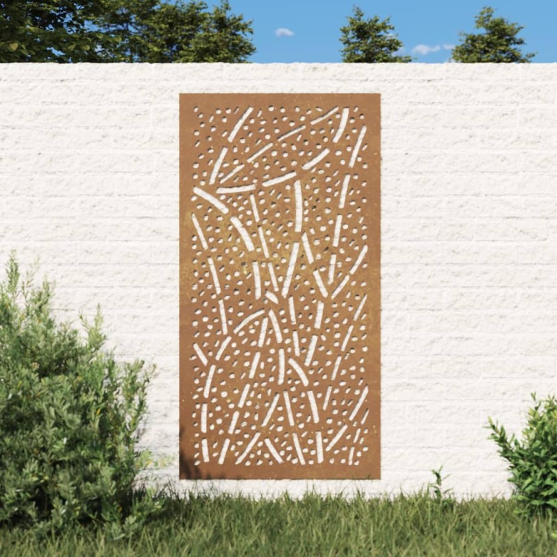 Decoração p/ muro de jardim 105x55 cm aço corten design folhas-Pósteres, quadros e artes visuais-Home Retail