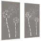 Decorações p/ muro de jardim 2 pcs aço corten design flores