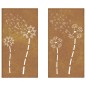 Decorações p/ muro de jardim 2 pcs aço corten design flores