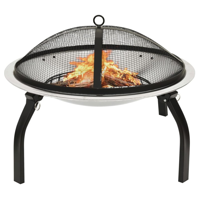 Braseira e barbecue 2-em-1 com atiçador 56x56x49 cm aço inox.-Lareiras-Home Retail