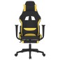 vidaxL Cadeira de gaming com apoio de pés tecido preto e amarelo