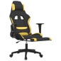 vidaxL Cadeira de gaming com apoio de pés tecido preto e amarelo